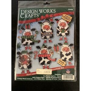 Design Works Crafts 1695 Cow Christmas Ornament Kit 14 Count Cotton